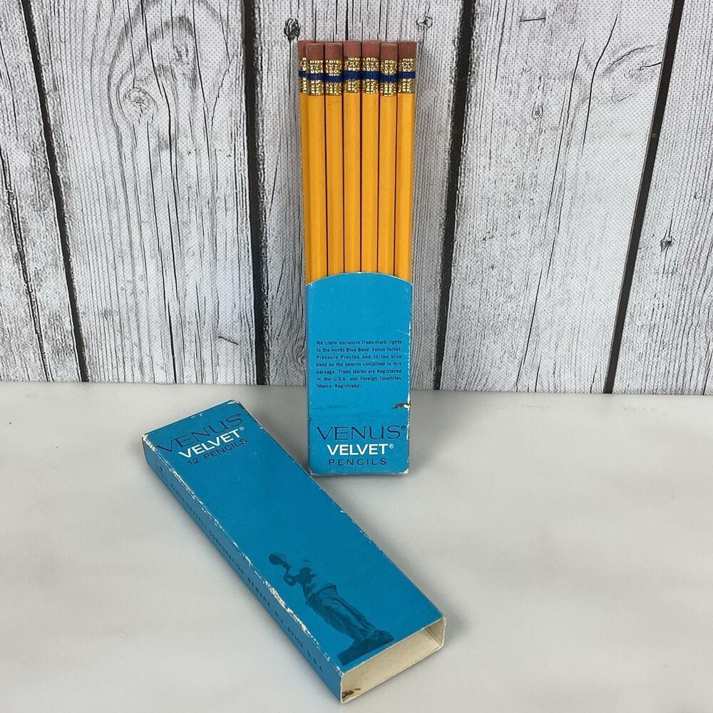 Vintage Venus Velvet Pencils No. 2 Med Soft Original Box Unsharpened New 12